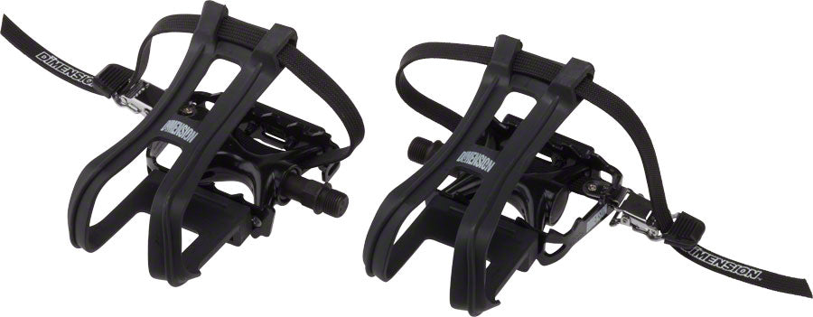 Dimension Compe Combo Pedals/Toe Clip Combo - Aluminum, 9/16"